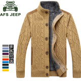 AFS JEEP战地吉普男装 男士加绒加厚羊毛衫 毛衣针织开衫秋冬外套