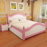 全实木松木白色储物床 欧式公主儿童双人床单人床1.5 1.8米定做