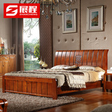 展程 卧室实木双人床 现代中式1.8米白蜡木高档实木床 婚床
