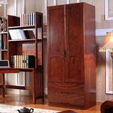 两门实木衣柜2门卧室衣柜中式实木衣柜外抽衣柜全实木纯柏木衣柜