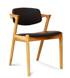 凯的 新款现代简约餐椅电脑椅咖啡椅白橡木休闲椅Z字扶手软靠背椅