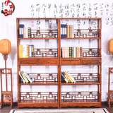 实木家具 榆木四层书架 书柜 中式茶叶架 展示架 书架