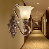 欧式卧室壁灯客厅墙灯美式楼梯过道灯铁艺树脂复古单头浴室镜前灯