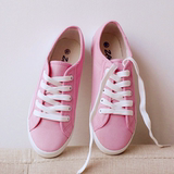 纯色百搭小清新文艺范粉红色薄款浅口平跟女式帆布运动鞋平跟板鞋