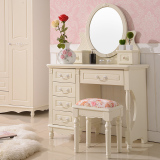 欧式梳妆台卧室现代简约韩法式白色小户型化妆桌实木烤漆1米0.8米