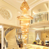 欧式水晶吊灯创意复式楼灯具酒店工程别墅大厅大堂楼梯水晶长吊灯