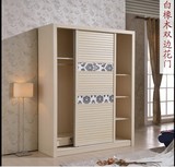 简约现代推拉门实木板式衣柜移门2门简易组装组合衣柜收纳可定制