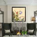 新中式客厅卧室背景画装饰画纯手绘工笔油画含外框【花卉1604】