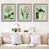 美式欧式装饰画现代简约客厅沙发背景挂画餐厅卧室植物花卉三联画