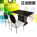 不锈钢钢化玻璃火锅桌隐藏式电磁炉火锅桌子隐形暗电磁炉桌椅组合