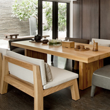 实木餐桌椅组合复古铁艺长方形洽谈桌椅咖啡厅会议桌酒吧酒店餐桌