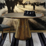 北欧做旧纯实木圆形餐桌复古原木大圆桌子简约个性设计师家具定制