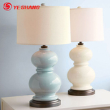 欧式陶瓷台灯美式风格卧室床头灯现代装饰新中式白色蓝色葫芦台灯