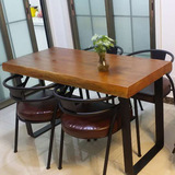 美式创意时尚咖啡厅实木餐桌个性家用休闲酒吧铁艺长桌餐桌