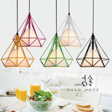 铁艺钻石吊灯创意个性吊灯餐厅简约彩色单头咖啡餐厅装饰吧台吊灯