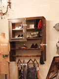 服装店衣柜展示架复古木质男女童装货架上墙服装架鞋包饰品陈列架