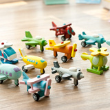和风木制小飞机模型木头玩具 十二件套12款迷你摆件木质男童玩具