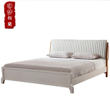 北欧全实木床 现代简约双人床1.8米2米2.2米白色真皮高箱储物婚床