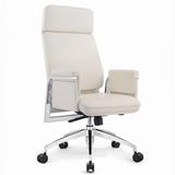 白色真皮老板椅简约办公椅弓形会议椅转椅升降电脑椅职员椅大班椅