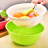 双层圆形水果篮洗菜篮沥水篮塑料大号加厚创意水果蔬菜盘漏水盆