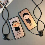 韩国iphone6s手机壳苹果6plus保护套4.7透明卡通5SE挂绳外壳情侣