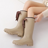 韩国雨靴质感女式显瘦高筒雨鞋长筒水鞋马丁骑士雨靴磨砂蝴蝶雨鞋