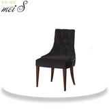 可定制美式新古典时尚实木休闲椅 现代经典简约布艺拉扣餐椅