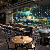 油画夜晚风景酒吧ktv墙纸 主题餐厅定制背景墙壁纸 手绘大型壁画