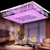 长方形水晶客厅吊灯奢华大气遥控变色吸顶灯led大厅大灯1.2米家用