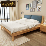 北欧全实木床 现代风格皮床白橡木婚床1.8米双人床小户型卧室家具