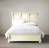 美式简约卧室大床 欧式小户型实木双人床 法式样板房象牙白儿童床