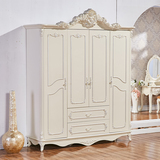 欧式衣柜实木卧室四门衣柜木质整体法式白色板式衣柜现代雕花衣柜