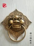 中式仿古家具实木门大门把手纯铜狮子头拉手玻璃门兽头环铜拉环