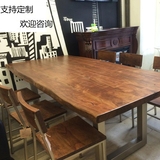 现代简约大型长条会议桌美式复古实木工业风桌铁艺餐桌办公桌家具