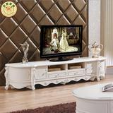 欧式客厅电视柜 法式古典奢华异形圆角象牙白电视柜茶几组合家具