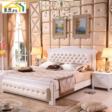 实木床白色1.8米双人床现代简约全橡木韩式高箱储物床婚床公主床