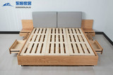 双人床1.5 1.8米储物床高箱床日式北欧简约橡木实木床黑胡桃包邮