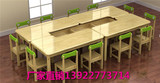 广州新款实木桌椅幼儿桌椅美术桌俄罗斯进口樟子松防腐木材制作