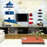 现代简约地中海风格壁画壁纸 客厅卧室电视背景墙纸 灯塔墙布