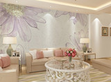 复古怀旧 客厅沙发卧室背景墙纸壁画无纺布电视壁纸 简约紫色花卉