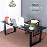 实木台式电脑桌长方形办公桌书桌简约现代2米4人位家用写字台组装