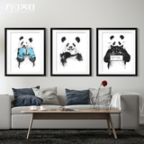 熊猫先生客厅装饰画儿童房挂画男孩房间床头画玄关可爱挂画有框画