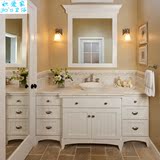 橡实木美式浴室柜大理石洗手台池洗脸面盆柜组合落地式卫浴柜定做