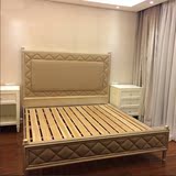 美式乡村白色实木床2米1.8米1.5m布艺床软包简约地中海双人床婚床