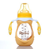 乐起婴儿宽口径玻璃奶瓶新生儿宝宝防爆防摔防胀气奶瓶子正品