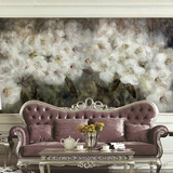欧式抽象花卉墙纸 艺术手绘油画客厅电视背景墙壁纸 卧室定制壁画