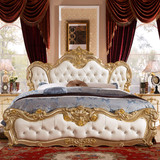 慕品轩欧式大床实木床双人床2米.2.2米床香槟金法式真皮床主卧床
