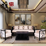 新中式沙发花鸟布艺印花沙发现代客厅简约沙发酒店会所样板房家具