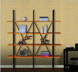 新品铁艺创意多层置物架 实木简易宜家书柜架组合 时尚中式展示柜