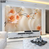 电视背景墙壁纸3d立体简约现代客厅卧室玫瑰花卉无缝墙纸大型壁画